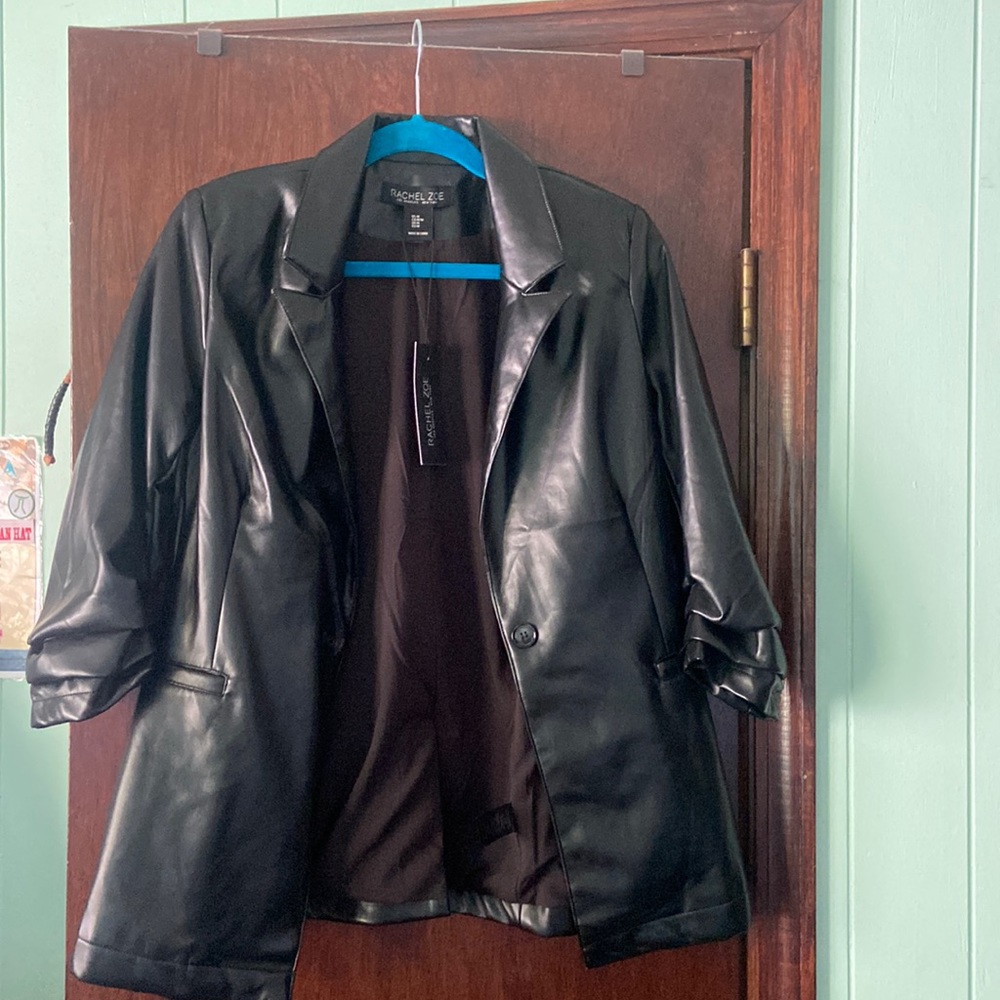 Rachel Zoe One Button Leather Blazer